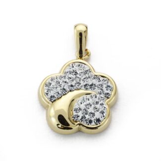 9K COLGANTE ORO AMARILLO FLOR CIRCONITA 15X13 MM