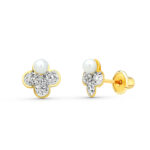 9K PENDIENTES ORO AMARILLO TREBOL, 7X7 MM CIERRE TUERCA