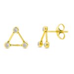 9K PENDIENTES ORO AMARILLO TRIANGULO CON CIRCONITA 8X8 MM, CIERRE PRESION