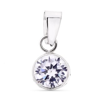9K COLGANTE ORO BLANCO REDONDO CHATON CON CIRCONITA 6 MM