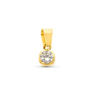 9K COLGANTE ORO AMARILLO CHATON CUADRADO CON CIRCONITA, ANCHO: 4 MM