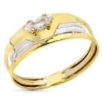 9K SORTIJA ORO BICOLOR CALADA CON CIRCONITA MARQUISE, ANCHO: 7 MM