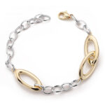 9K PULSERA ORO BICOLOR HUECA 20CM