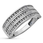 9K SORTIJA ORO BLANCO TRES CARRILES CON CIRCONITAS, ANCHO: 8 MM