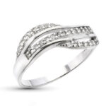 9K SORTIJA ORO BLANCO ONDAS CON CIRCONITAS, ANCHO: 7 MM