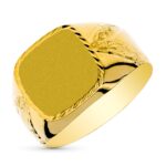 9K SELLO ORO AMARILLO CABALLERO HUECO TALLADO, ZONA GRABADO: 13X12 MM