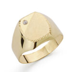 9K SELLO ORO AMARILLO HUECO CADETE CON CIRCONITA, ZONA GRABADO: 10X10 MM