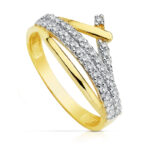 9K SORTIJA ORO BICOLOR CON CIRCONITAS, ANCHO: 10 MM