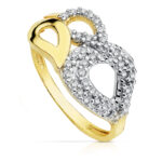 9K SORTIJA ORO BICOLOR MOTIVO CON CIRCONITAS, ANCHO: 9,5 MM