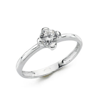 9K SOLITARIO ORO BLANCO CON CIRCONITA EN 4 GARRAS DE 5MM