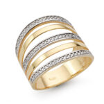 9K SORTIJA ORO BICOLOR BANDAS LISAS Y CON CIRCONITAS, ANCHO: 16 MM