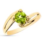 9K SOLITARIO ORO AMARILLO CON OLIVINA NATURAL DE 6 MM Y 0,93 QTS,