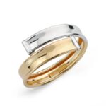 9K SORTIJA ORO BICOLOR CON BANDAS CRUZADAS EN BRILLO, ANCHO: 8 MM