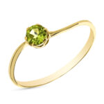 9K SOLITARIO ORO AMARILLO OLIVINA NATURAL 0,290 QTS, ANCHO: 4 MM