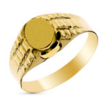 9K SELLO ORO AMARILLO HUECO CADETE TALLADO, ZONA DE GRABADO 8X6 MM