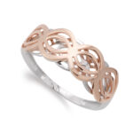 9K SORTIJA ORO BLANCO Y ROSA MOTIVOS CALADOS, ANCHO: 7 MM