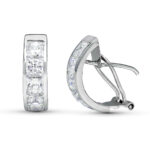 9K PENDIENTES ORO BLANCO CIRCONITA 20X5 MM CIERRE OMEGA