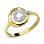 9K SORTIJA ORO BICOLOR MOTIVO REDONDO CALADO CON CIRCONITAS, ANCHO: 10 MM