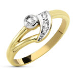 9K SORTIJA ORO BICOLOR MACIZA CON CIRCONITAS, ANCHO: 7,5 MM