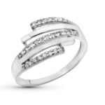 18K SORTIJA ORO BLANCO BANDAS CON CIRCONITAS, ANCHO: 11 MM