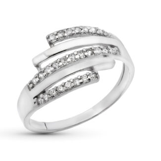 18K SORTIJA ORO BLANCO BANDAS CON CIRCONITAS, ANCHO: 11 MM