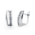 9K PENDIENTES ORO BLANCO CIRCONITA 15X5 MM CIERRE CATALAN