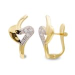 9K PENDIENTES ORO BICOLOR COMUNION CIRCONITA 15X10MM, CIERRE CATALAN