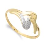 9K SORTIJA ORO BICOLOR MOTIVO ONDAS CON CIRCONITA, ANCHO: 9 MM