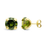 9K PENDIENTES ORO AMARILLO OLIVINA GARRAS 8 MM CIERRE PRESION