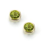 9K PENDIENTES ORO AMARILLO OLIVINAS 4X4 MM 0,58 QTS,CIERRE PRESION