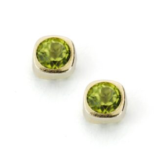 9K PENDIENTES ORO AMARILLO OLIVINAS 4X4 MM 0,58 QTS,CIERRE PRESION