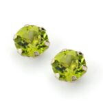 9K PENDIENTES ORO AMARILLO GARRAS CON OLIVINA NATURAL 7 MM TOTAL 2,88 QTS, CIERRE PRESION