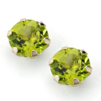 9K PENDIENTES ORO AMARILLO OLIVINA NATURAL GARRA CALADA 8 MM 3,90 QTS CIERRE PRESION