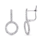 9K PENDIENTES ORO BLANCO DOBLE CUERPO CIRCULO CATALAN 22X11 MM