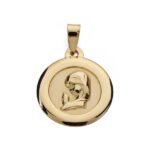 9K MEDALLA ORO AMARILLO VIRGEN NIÑA CERCO LISO 18 MM