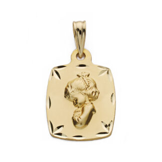 9K MEDALLA ORO AMARILLO VIRGEN NIÑA REZANDO 19X13 MM