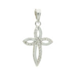 9K CRUZ ORO BLANCO CIRCONITA 23X15 MM