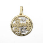 9K COLGANTE BICOLOR MAMA ESTRELLAS CIRCONITA 20 MM