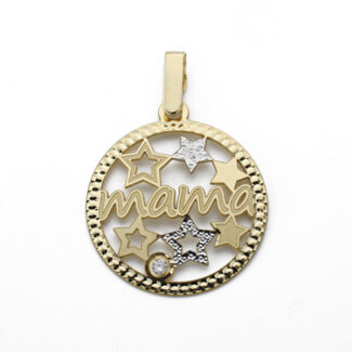 9K COLGANTE BICOLOR MAMA ESTRELLAS CIRCONITA 20 MM