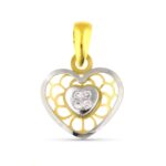9K COLGANTE ORO BICOLOR CORAZON CON DETALLES CALADOS Y CIRCONITAS