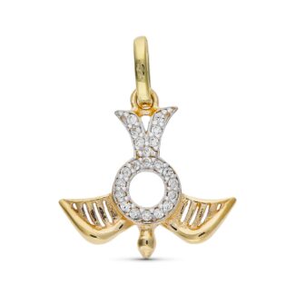 9K COLGANTE oro bicolor PALOMA ESPIRITU SANTO CIRCONITA 14x17 mm