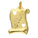 9K PERGAMINO ORO AMARILLO CORAZONES CALADOS "JE T´AIME" 17X14 MM