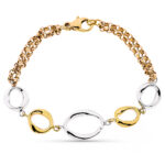 9K PULSERA TRICOLOR HUECA 19CM