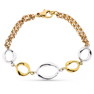 9K PULSERA TRICOLOR HUECA 19CM