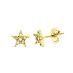 9K PENDIENTES ORO AMARILLO ESTRELLA DIAMANTES 0,06 CTS SI-H TUER OA 6 MM CIERRE PRESION