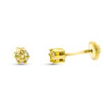 9K PENDIENTES ORO AMARILLO CUAJO DIAMANTES 0,07 CTS SI-H TUERCA