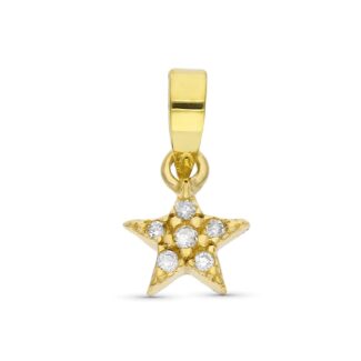 9K COLGANTE MINIMAL ORO AMARILLO ESTRELLA DIAMANTES 0,033 CTS 6 MM
