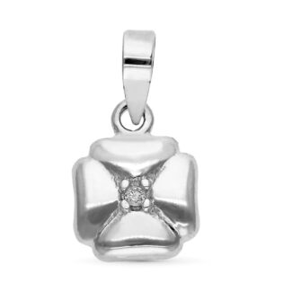 9K COLGANTE ORO BLANCO TREBOL DIAMANTES 0,008 QTS 7X7 MM