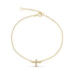 9K PULSERA ORO AMARILLO CRUZ DIAMANTES NATURALES 0,048 CTS 18XM - 16CM