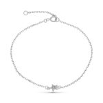 9K PULSERA ORO BLANCO ESTRELLA DIAMANTES 0,033 CTS 18CM REDUCCION 16CM